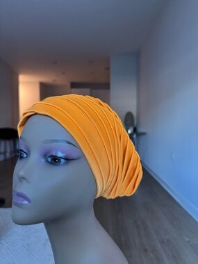 Bright Yellow Pleated Headwrap Turban